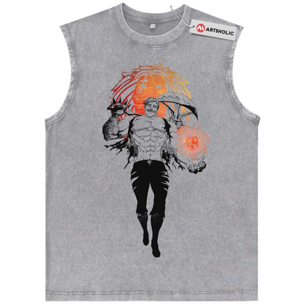 Alternative view of Escanor Tank Top, Seven Deadly Sins Tank Top, Anime Tank Top, Vintage Tank Top