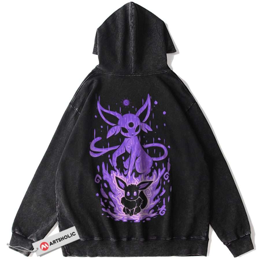 Alternative view of Espeon Hoodie, Eevee Hoodie, Pokemon Hoodie, Anime Hoodie, Vintage Hoodie