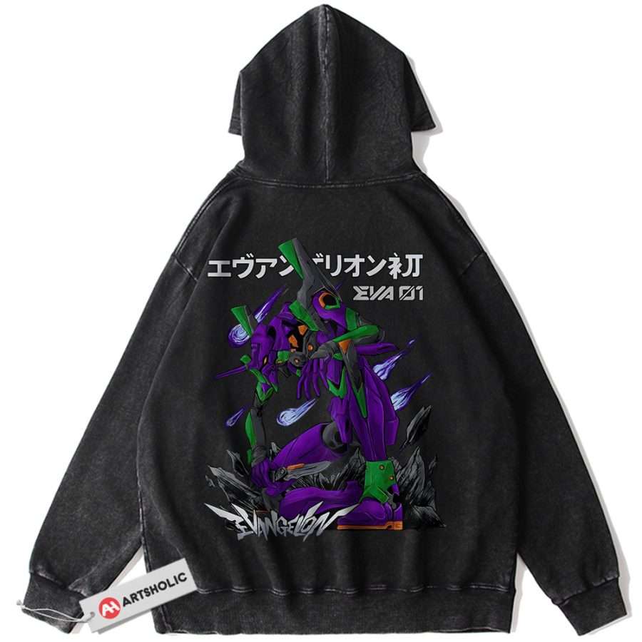 Alternative view of Eva-01 Hoodie, Neon Genesis Evangelion Hoodie, Anime Hoodie, Vintage Hoodie