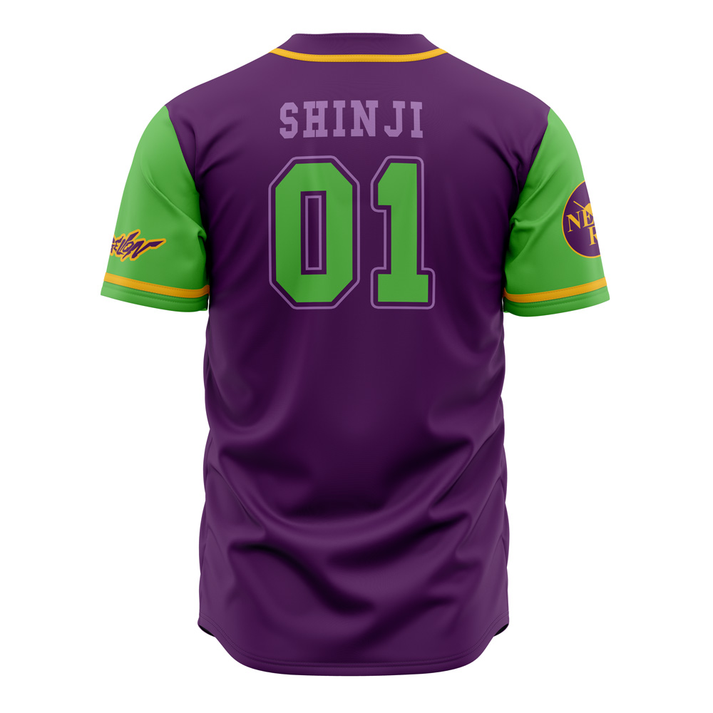 Alternative view of Eva-01 NERV Neon Genesis Evangelion Custom Baseball Jersey - Otaku Hall