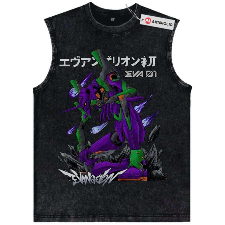 Alternative view of Eva-01 Tank Top, Neon Genesis Evangelion Tank Top, Anime Tank Top, Vintage Tank Top