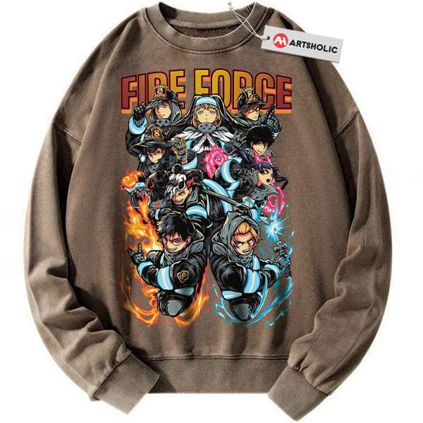 Alternative view of Fire Force Sweatshirt, Anime Sweatshirt, Vintage Sweatshirt