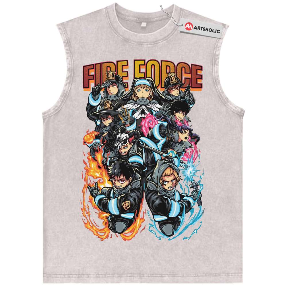 Alternative view of Fire Force Tank Top, Anime Tank Top, Vintage Tank Top