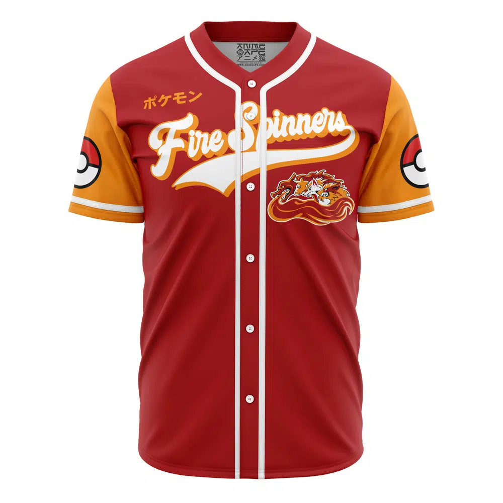 Fire Spinners Fire Type Pokemon Baseball Jersey