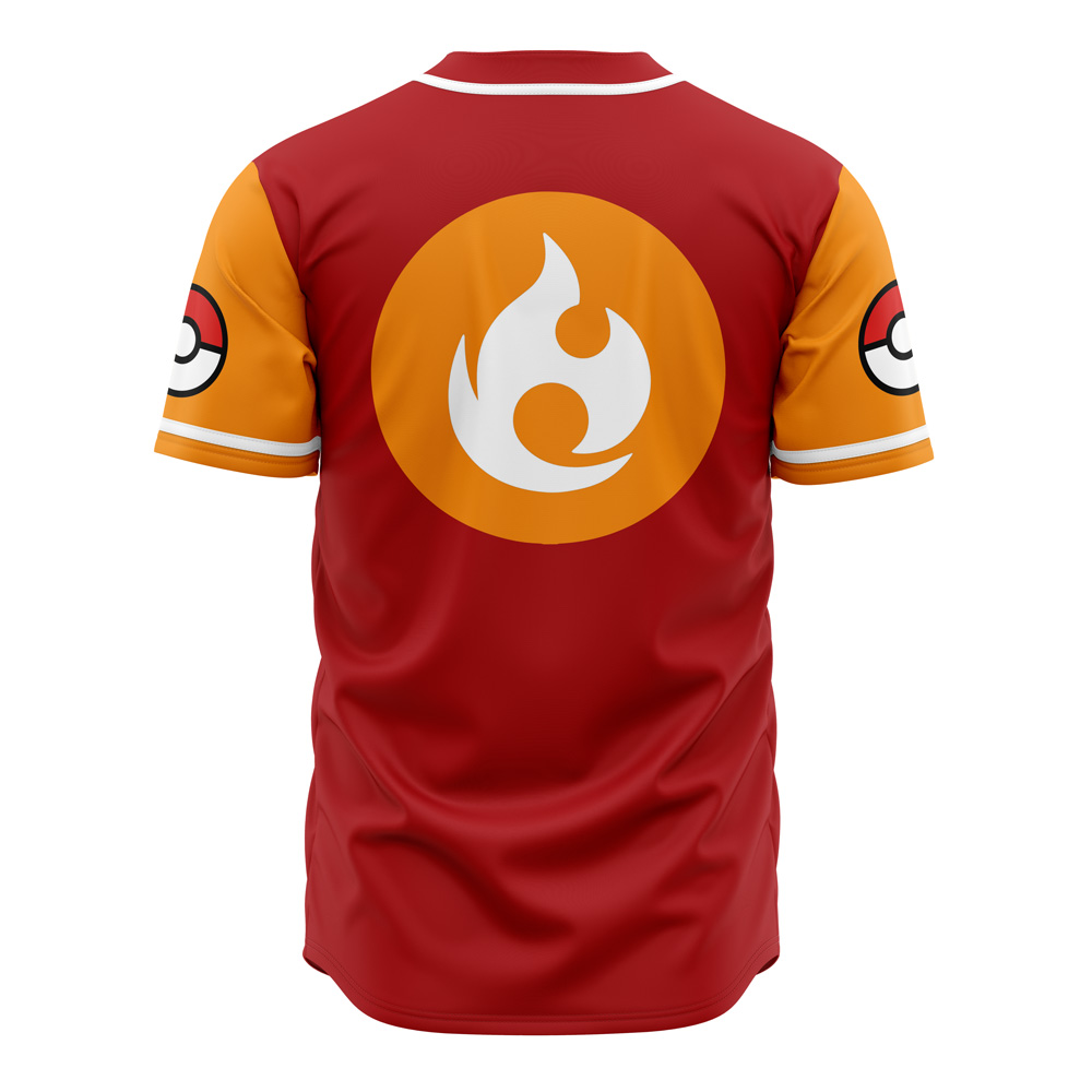 Alternative view of Fire Spinners Pokemon Custom Baseball Jersey - Otaku Hall