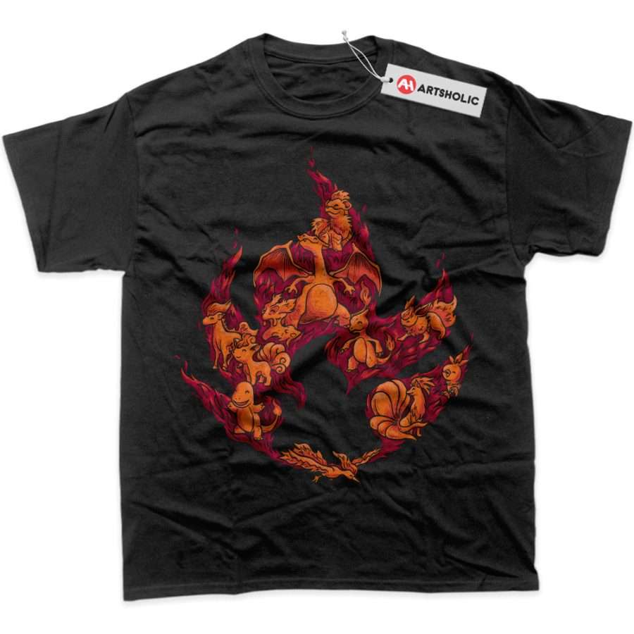 Alternative view of Fire-Type Pokemon Shirt, Anime Shirt, Graphic T-Shirt