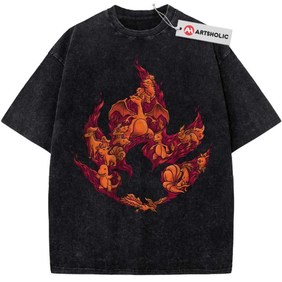 Alternative view of Fire-Type Shirt, Pokemon shirt, Anime Shirt, Vintage T-Shirt
