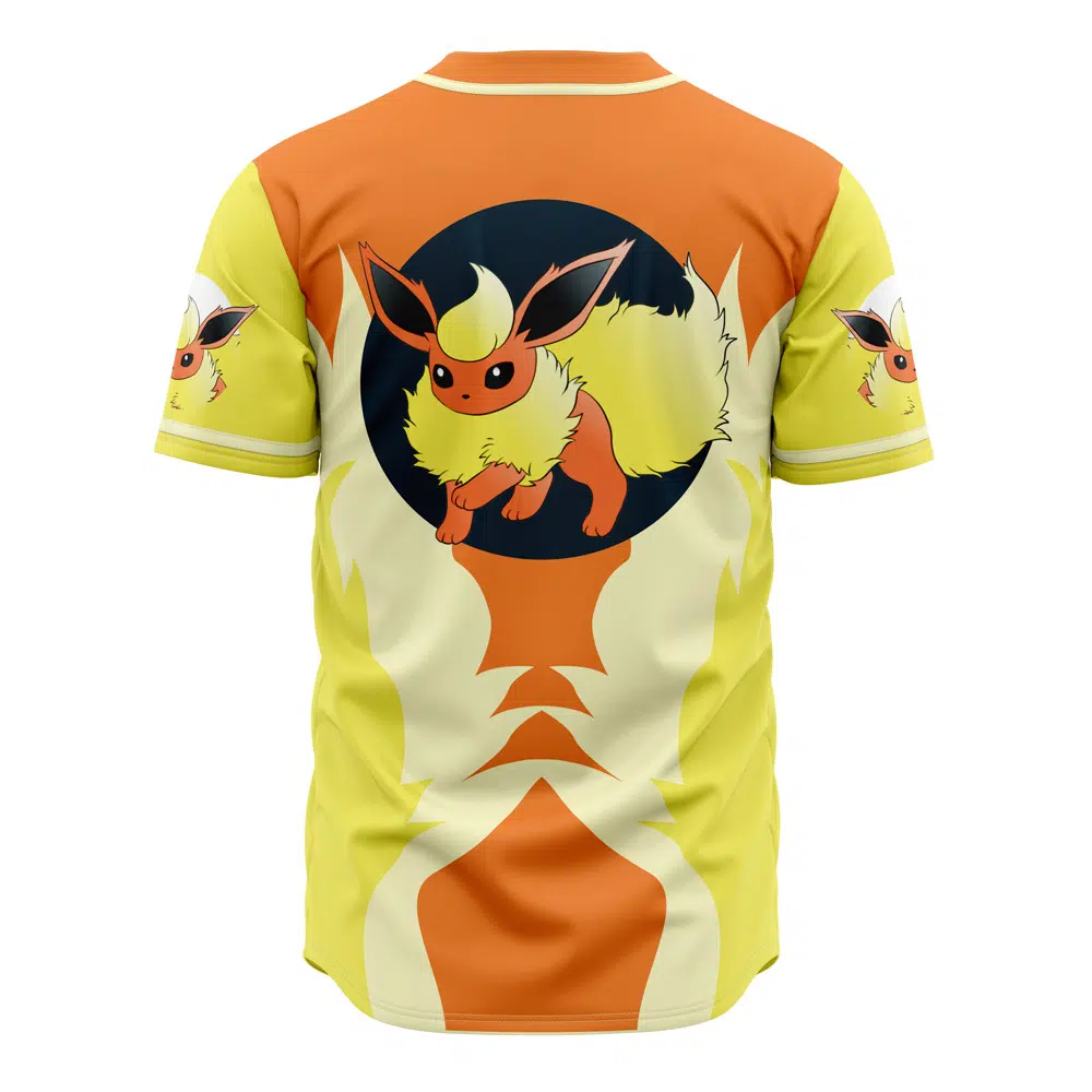 Alternative view of Flareon Eeveelution Pokemon Baseball Jersey