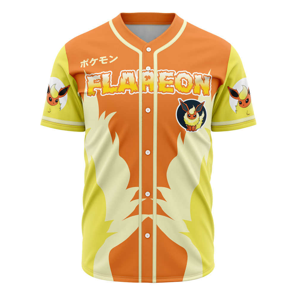 Flareon Eeveelution Pokemon Custom Baseball Jersey - Otaku Hall