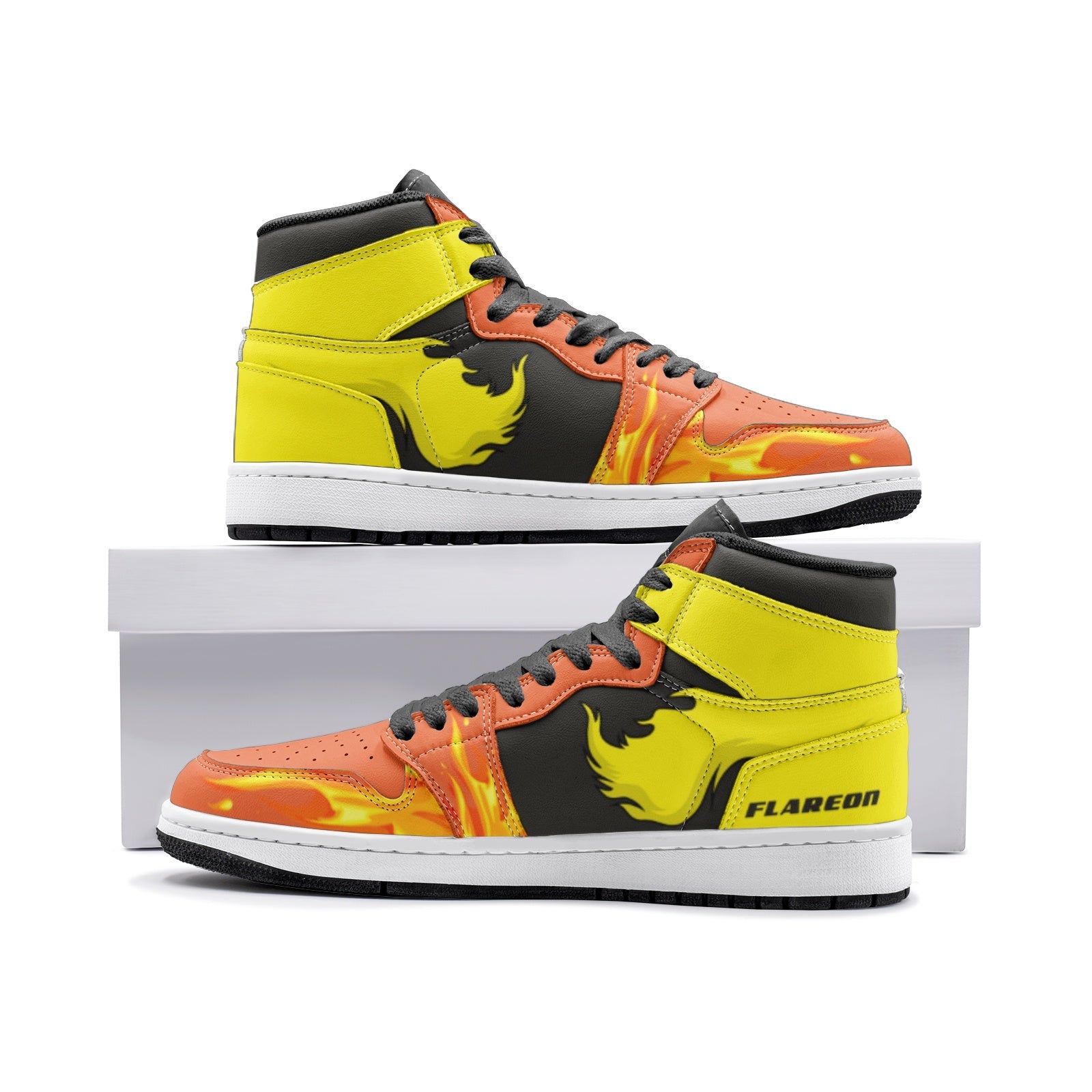 Flareon Pokemon 2 Custom Sneaker Mid 1 Basketball Shoes - Otaku Hall