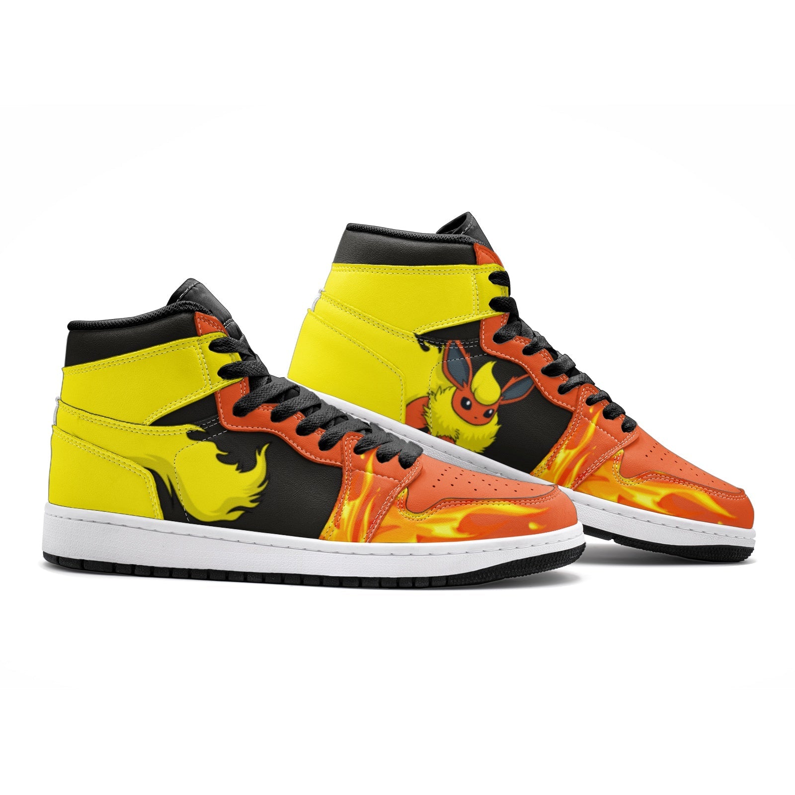Alternative view of Flareon Pokemon 2 Custom Sneaker Mid 1 Basketball Shoes - Otaku Hall