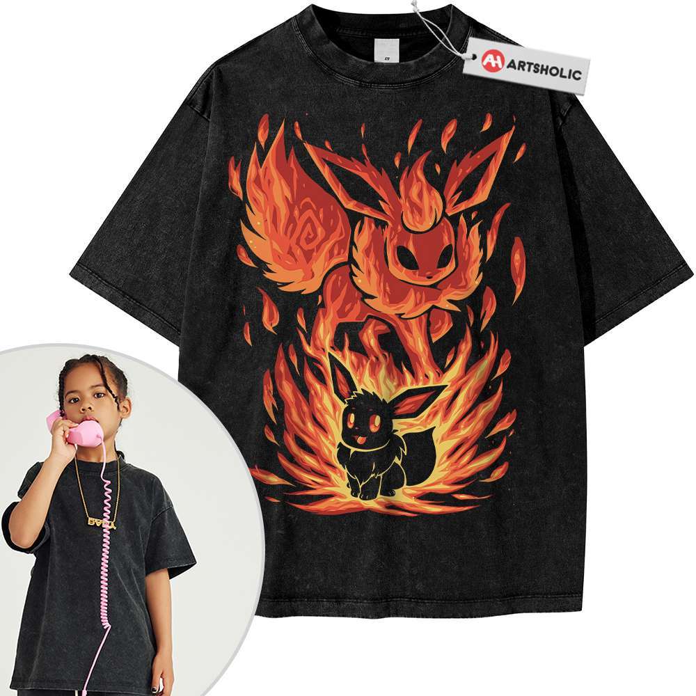 Flareon Shirt For Kids, Eevee Shirt For Kids, Pokemon Shirt For Kids, Anime Shirt For Kids, Vintage Tee For Kids