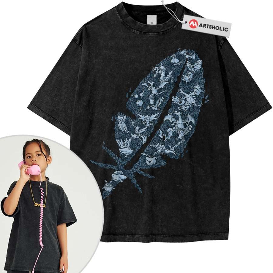 Alternative view of Flying-Type Pokemon Shirt For Kids, Anime Shirt For Kids, Vintage T-Shirt For Kids