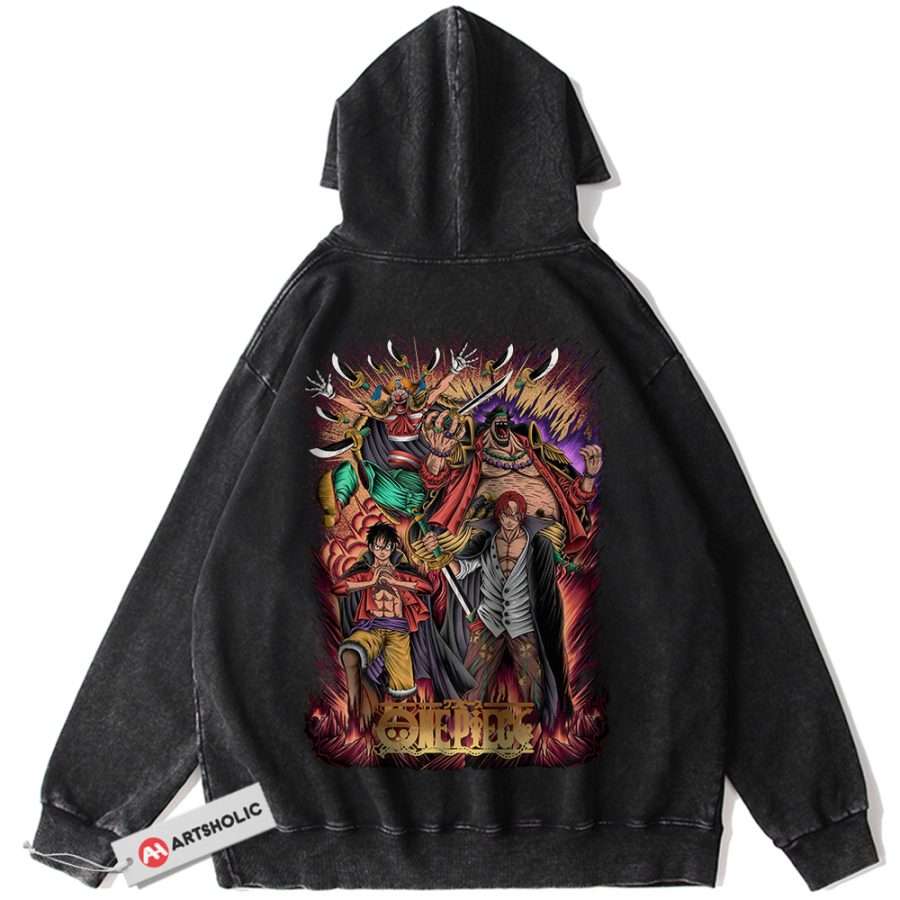 Alternative view of Four Emperors One Piece Hoodie, Anime Hoodie, Vintage Hoodie
