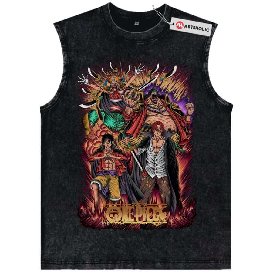 Alternative view of Four Emperors One Piece Tank Top, Anime Tank Top, Vintage Tank Top