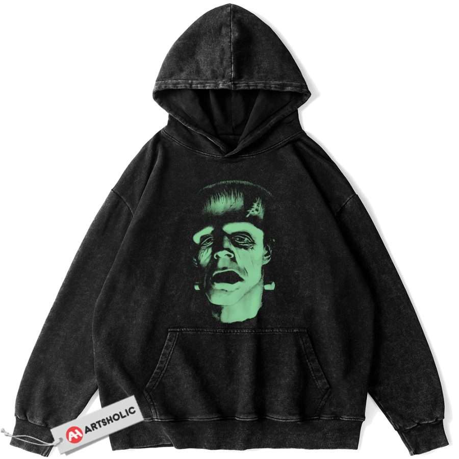 Alternative view of Frankenstein Hoodie, Halloween Hoodie, Horror Hoodie, Vintage Hoodie