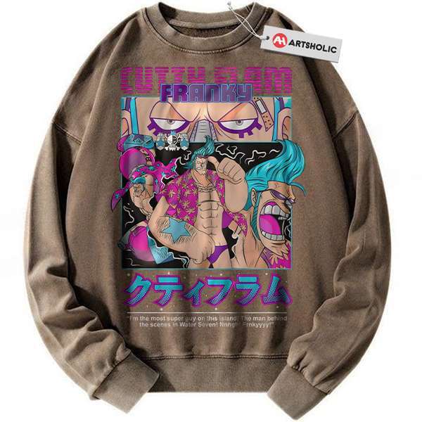 Alternative view of Franky Sweatshirt, One Piece Sweatshirt, Anime Sweatshirt, Vintage Sweater