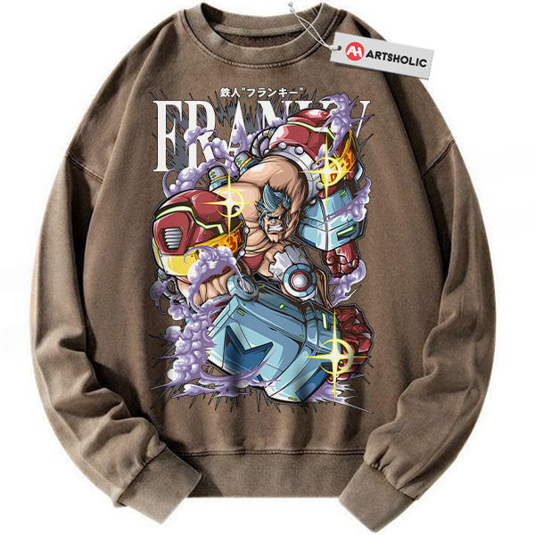 Alternative view of Franky Sweatshirt, One Piece Sweatshirt, Anime Sweatshirt, Vintage Sweatshirt