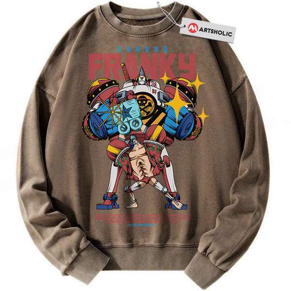 Alternative view of Franky Sweatshirt, One Piece Sweatshirt, Anime Sweatshirt, Vintage Sweatshirt