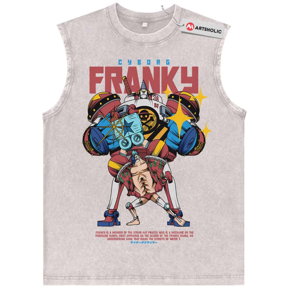 Alternative view of Franky Tank Top, One Piece Tank Top, Anime Tank Top, Vintage Tank Top