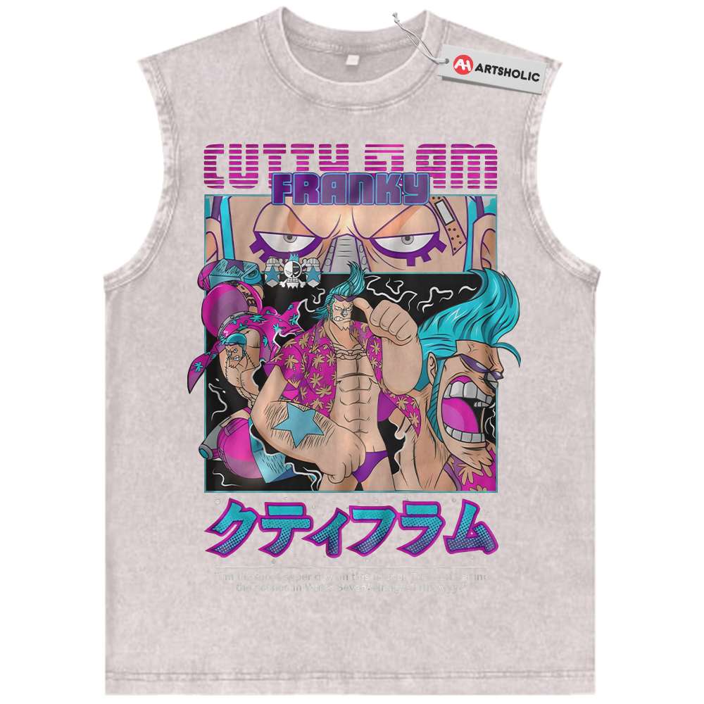 Alternative view of Franky Tank Top, One Piece Tank Top, Anime Tank Top, Vintage Tank Top
