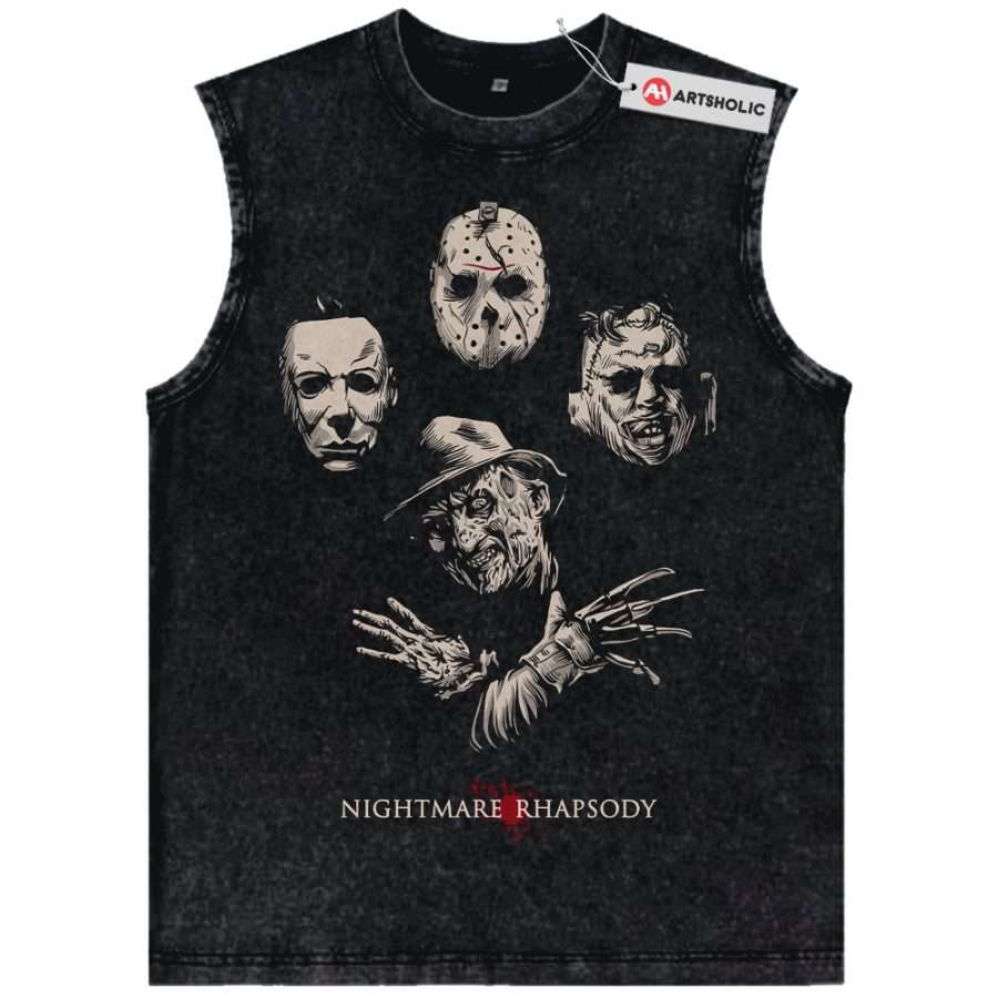 Alternative view of Freddy Kruege Tank Top, Jason Voorhees Tank Top, Michael Myers Tank Top, Leatherface Tank Top, Halloween Tank Top, Horror Tank Top, Vintage Tank Top