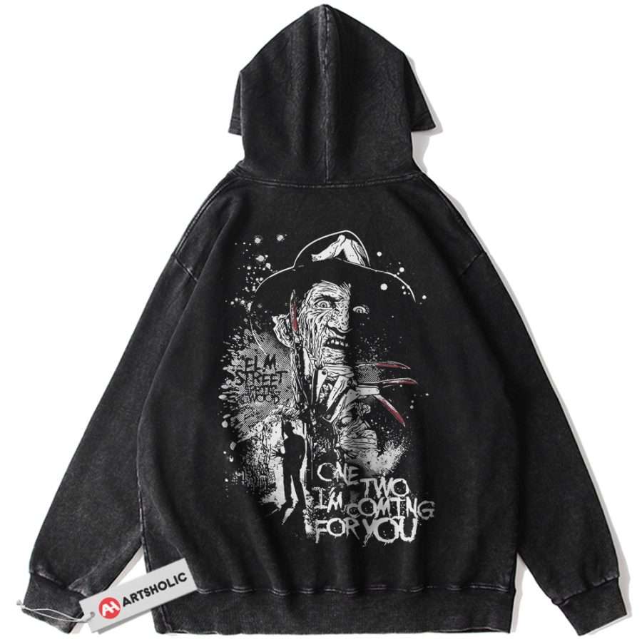 Alternative view of Freddy Krueger Hoodie, A Nightmare on Elm Street Hoodie, Halloween Hoodie, Horror Hoodie, Vintage Hoodie