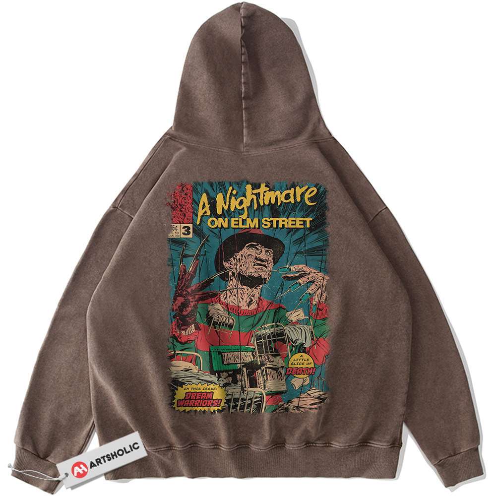 Alternative view of Freddy Krueger Hoodie, A Nightmare on Elm Street Hoodie, Halloween Hoodie, Horror Hoodie, Vintage Hoodie