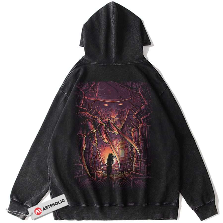 Alternative view of Freddy Krueger Hoodie, A Nightmare on Elm Street Hoodie, Halloween Hoodie, Horror Hoodie, Vintage Hoodie