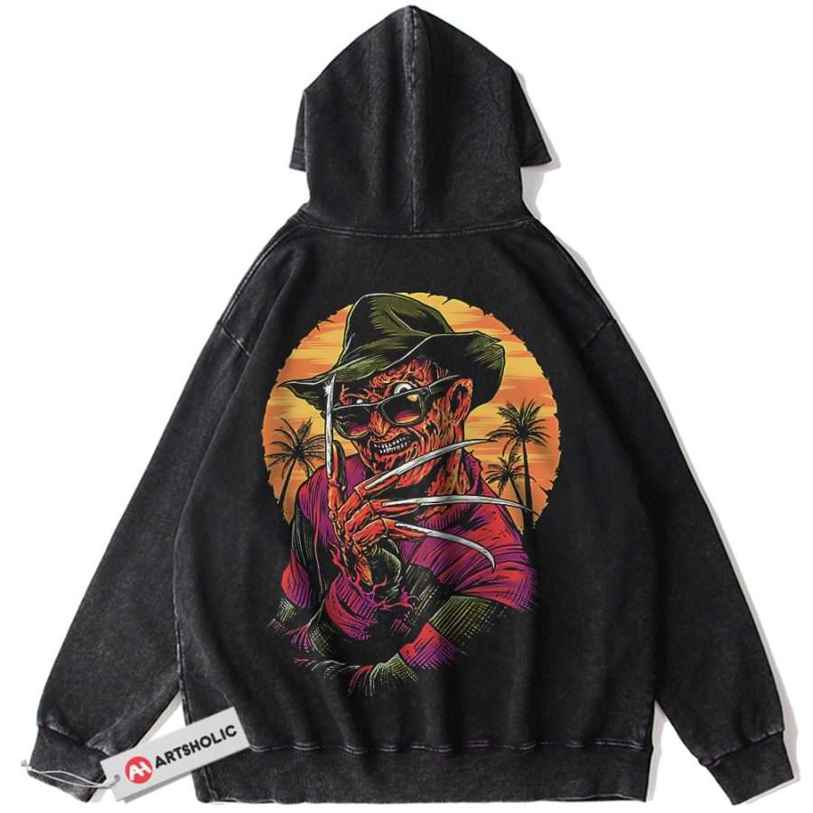 Alternative view of Freddy Krueger Hoodie, A Nightmare on Elm Street Hoodie, Halloween Hoodie, Horror Hoodie, Vintage Hoodie