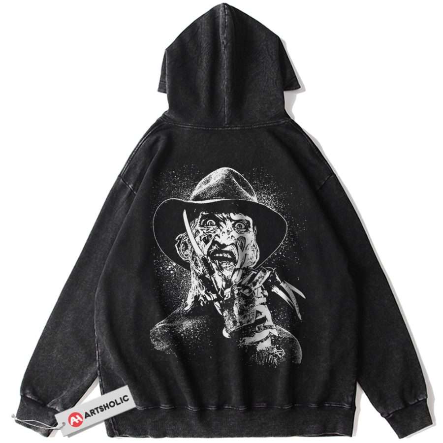 Alternative view of Freddy Krueger Hoodie, A Nightmare on Elm Street Hoodie, Horror Movie Hoodie, Vintage Hoodie