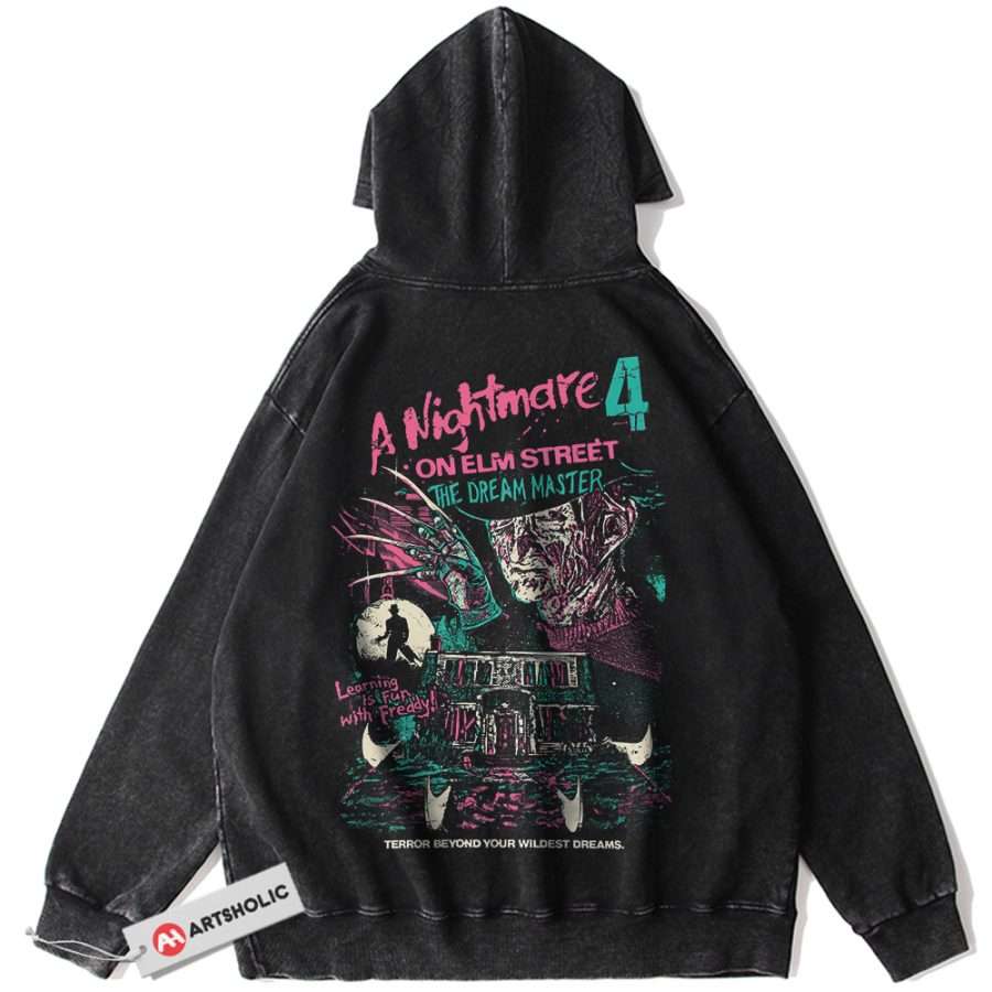 Alternative view of Freddy Krueger Hoodie, A Nightmare on Elm Street Hoodie, Horror Movie Hoodie, Vintage Hoodie