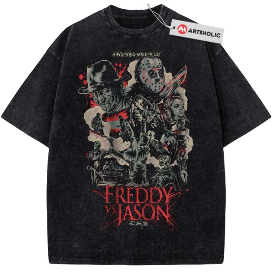 Alternative view of Freddy Krueger Shirt, Jason Voorhees Shirt, Horror Shirt, Halloween Shirt, Vintage Tee