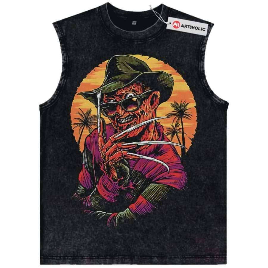 Alternative view of Freddy Krueger Tank Top, A Nightmare on Elm Street Tank Top, Halloween Tank Top, Horror Tank Top, Vintage Tank Top