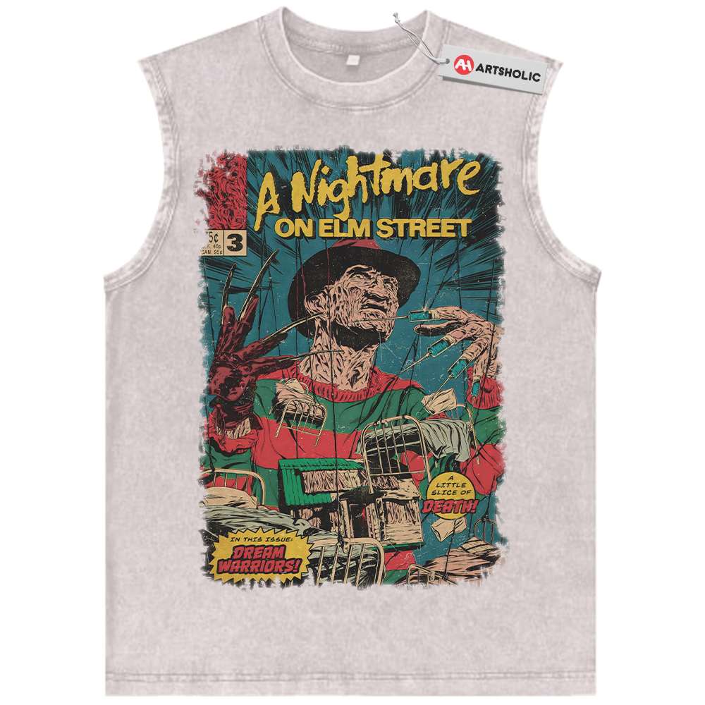Alternative view of Freddy Krueger Tank Top, A Nightmare on Elm Street Tank Top, Halloween Tank Top, Horror Tank Top, Vintage Tank Top