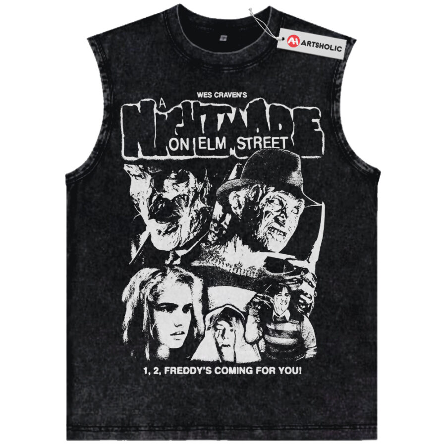 Alternative view of Freddy Krueger Tank Top, A Nightmare on Elm Street Tank Top, Horror Movie Tank Top, Halloween Tank Top, Vintage Tank Top