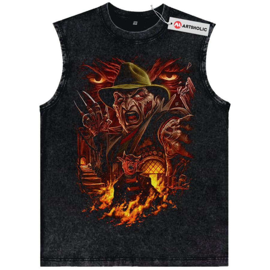 Alternative view of Freddy Krueger Tank Top, A Nightmare on Elm Street Tank Top, Horror Movie Tank Top, Halloween Tank Top, Vintage Tank Top