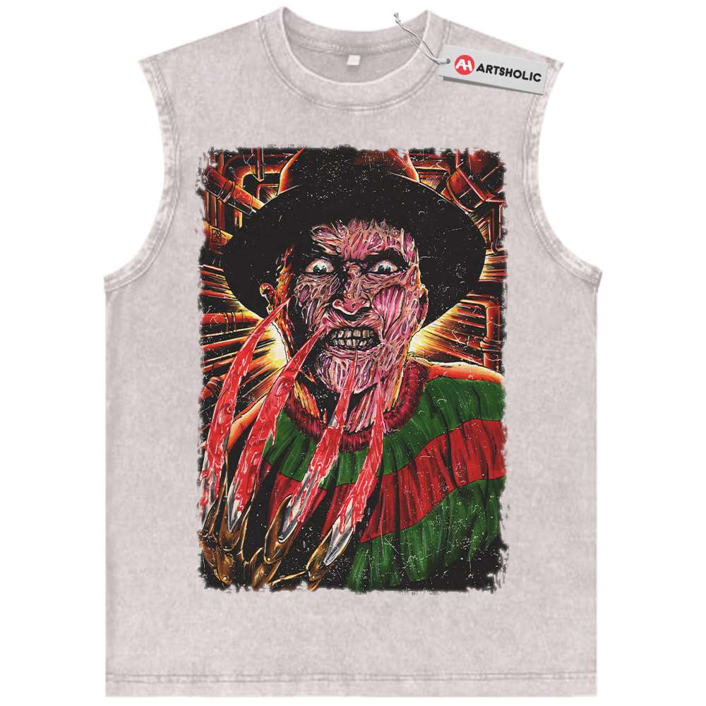 Alternative view of Freddy Krueger Tank Top, A Nightmare on Elm Street Tank Top, Horror Movie Tank Top, Vintage Tank Top