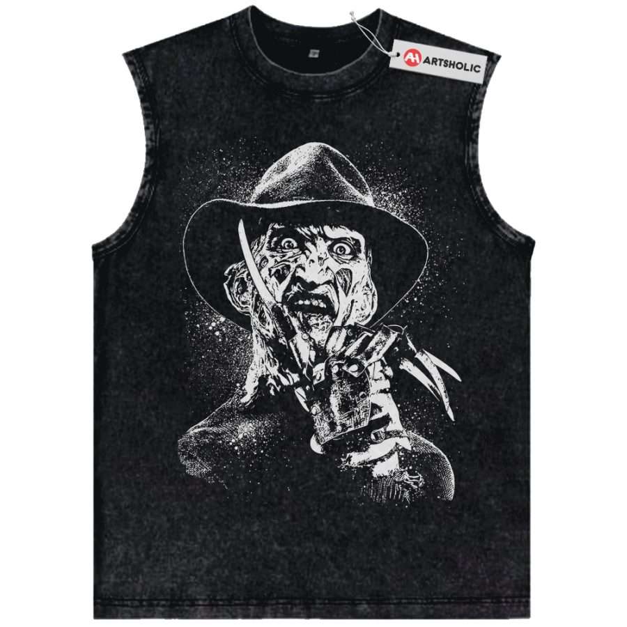 Alternative view of Freddy Krueger Tank Top, A Nightmare on Elm Street Tank Top, Horror Movie Tank Top, Vintage Tank Top