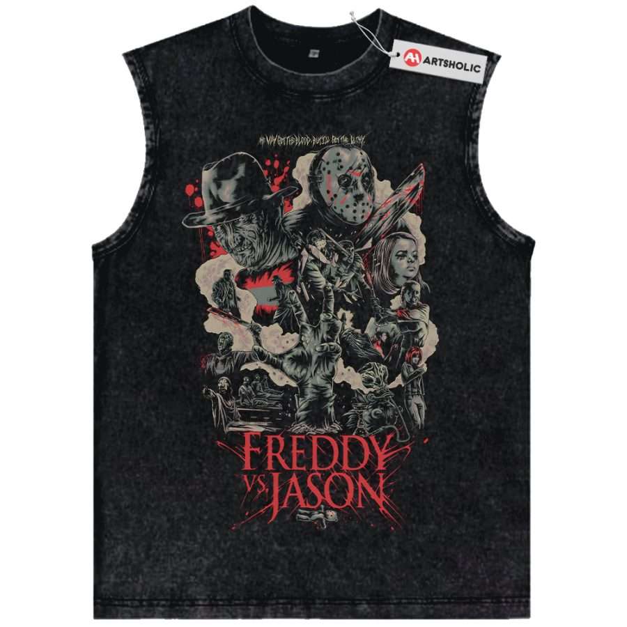 Alternative view of Freddy Krueger Tank Top, Jason Voorhees Tank Top, Horror Tank Top, Halloween Tank Top, Vintage Tank Top