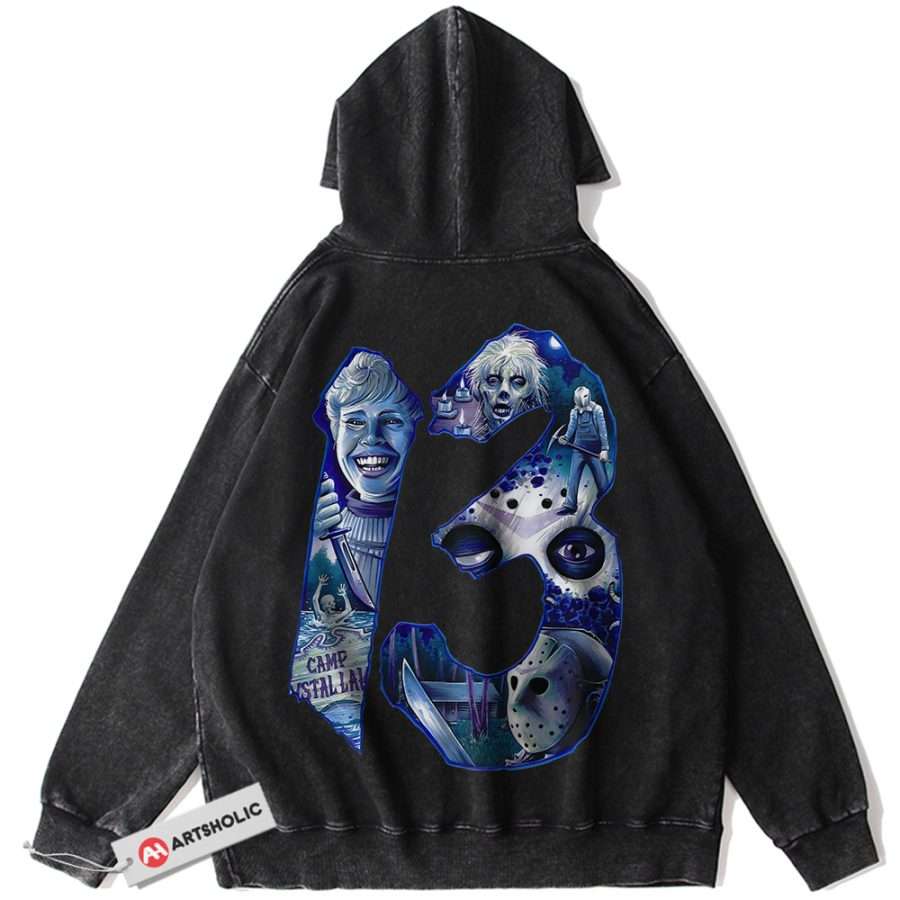 Alternative view of Friday the 13th Hoodie, Halloween Hoodie, Horror Hoodie, Vintage Hoodie