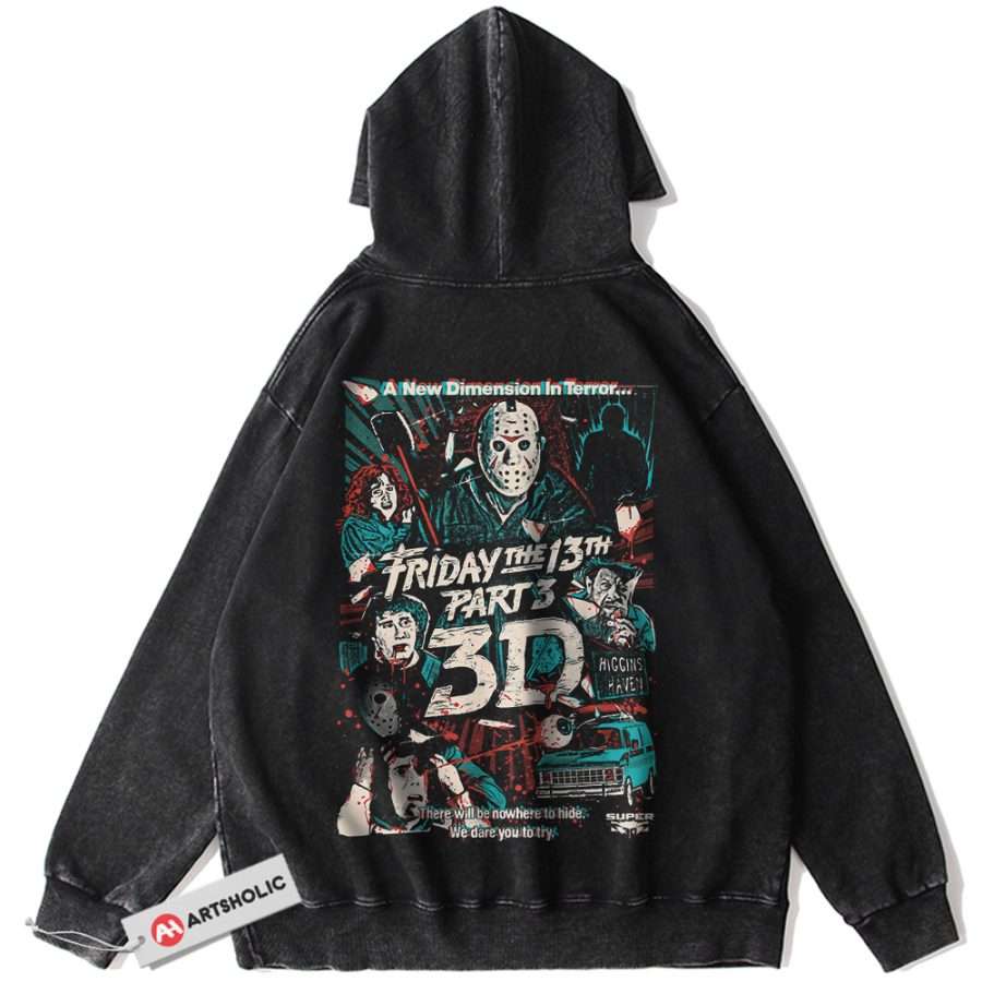 Alternative view of Friday the 13th Hoodie, Halloween Hoodie, Horror Hoodie, Vintage Hoodie