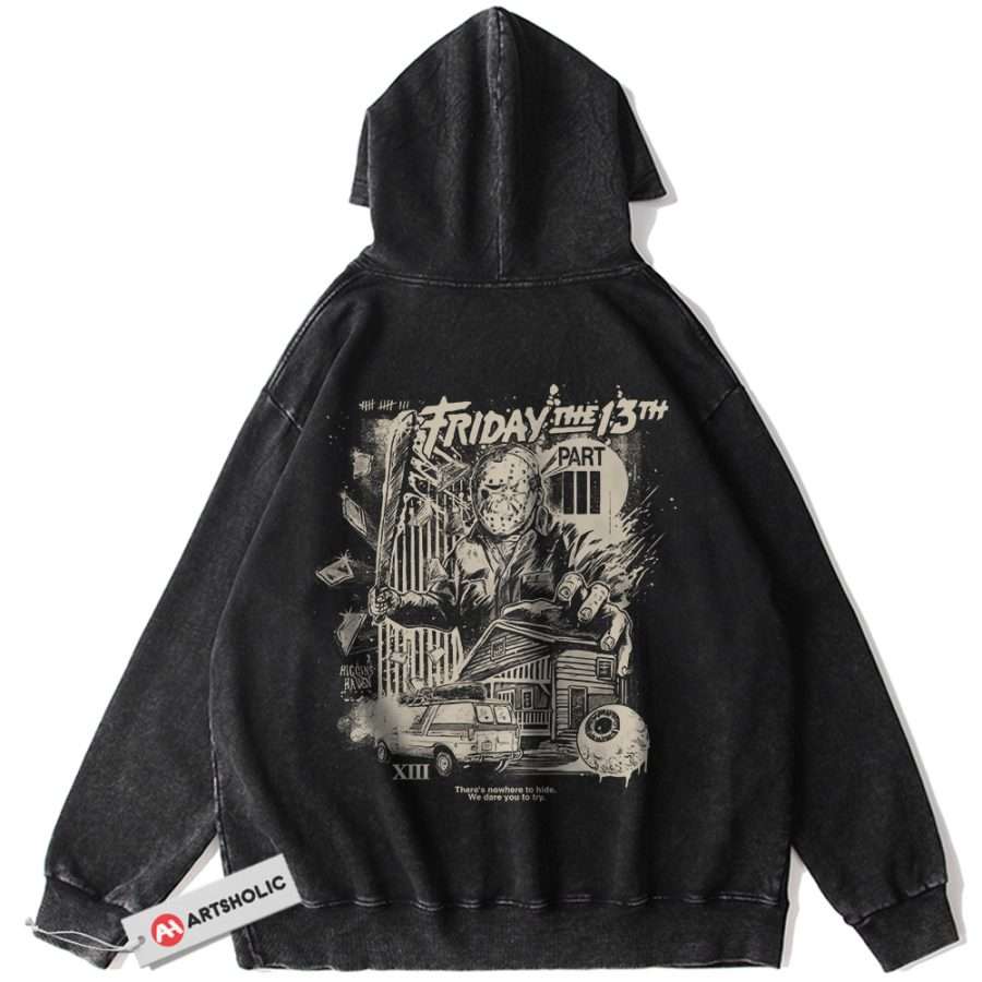 Alternative view of Friday the 13th Hoodie, Halloween Hoodie, Horror Hoodie, Vintage Hoodie