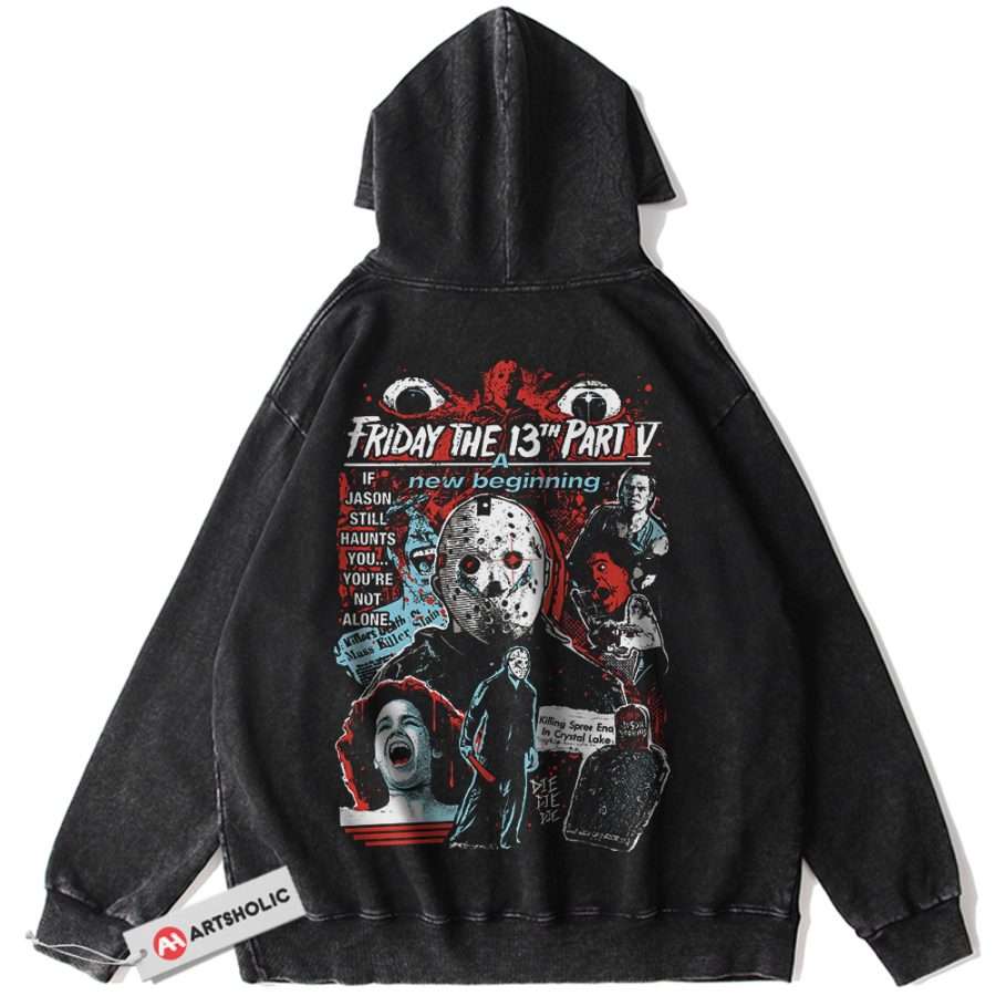 Alternative view of Friday the 13th Hoodie, Halloween Hoodie, Horror Hoodie, Vintage Hoodie