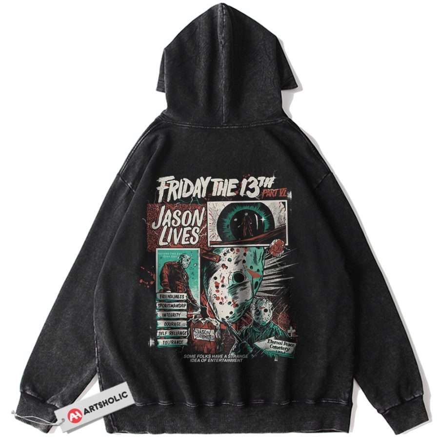 Alternative view of Friday the 13th Hoodie, Halloween Hoodie, Horror Hoodie, Vintage Hoodie