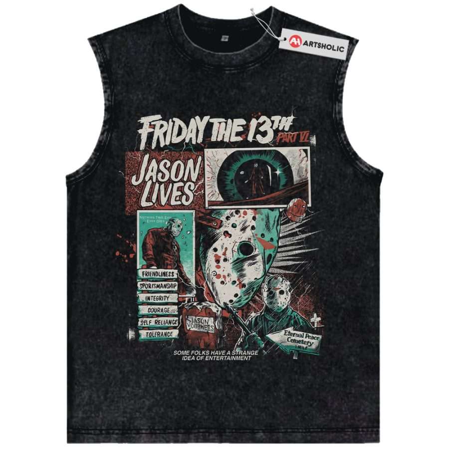 Alternative view of Friday the 13th Tank Top, Halloween Tank Top, Horror Tank Top, Vintage Tank Top