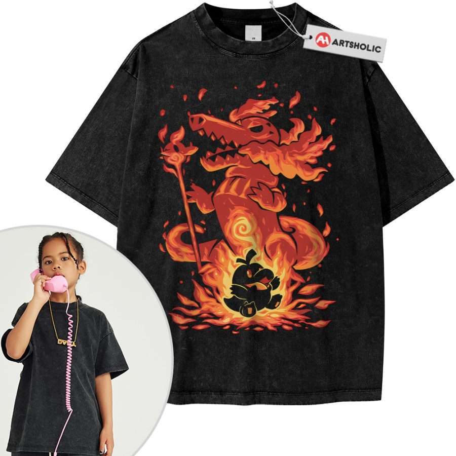 Alternative view of Fuecoco vs Skeledirge Shirt For Kids, Pokemon Shirt For Kids, Anime Shirt For Kids, Vintage T-Shirt For Kids
