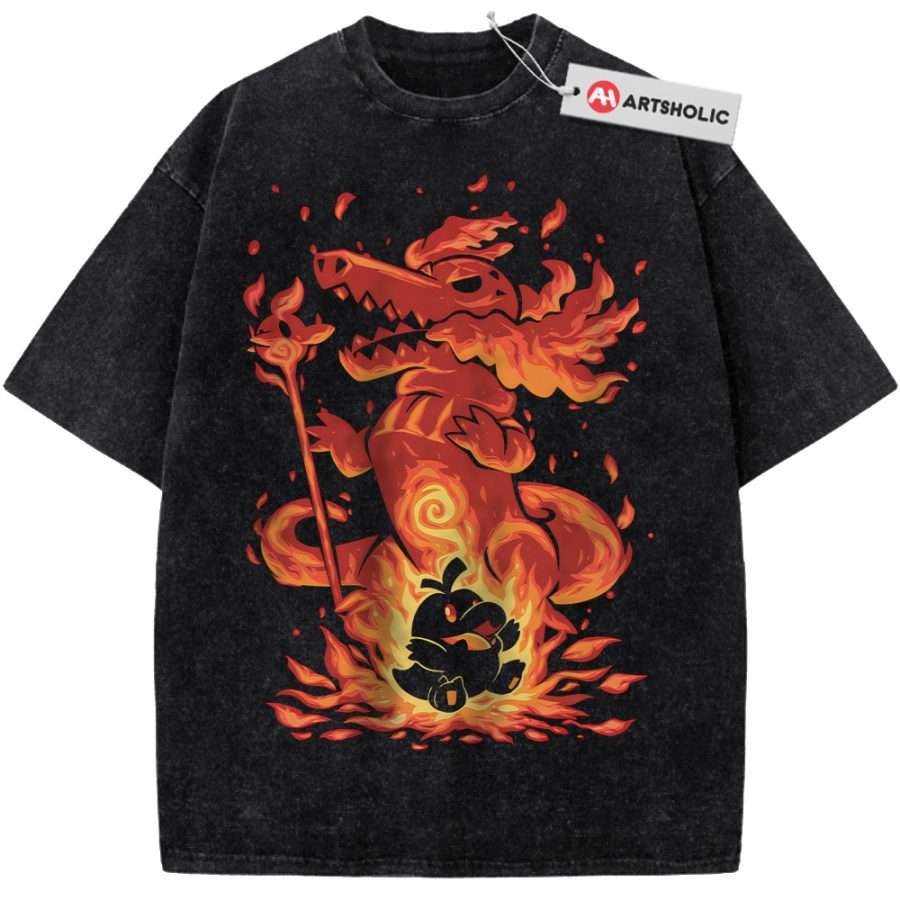 Alternative view of Fuecoco vs Skeledirge Shirt, Pokemon shirt, Anime Shirt, Vintage T-Shirt