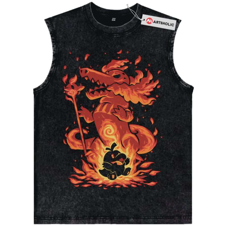 Alternative view of Fuecoco vs Skeledirge Tank Top, Pokemon Tank Top, Anime Tank Top, Vintage Tank Top