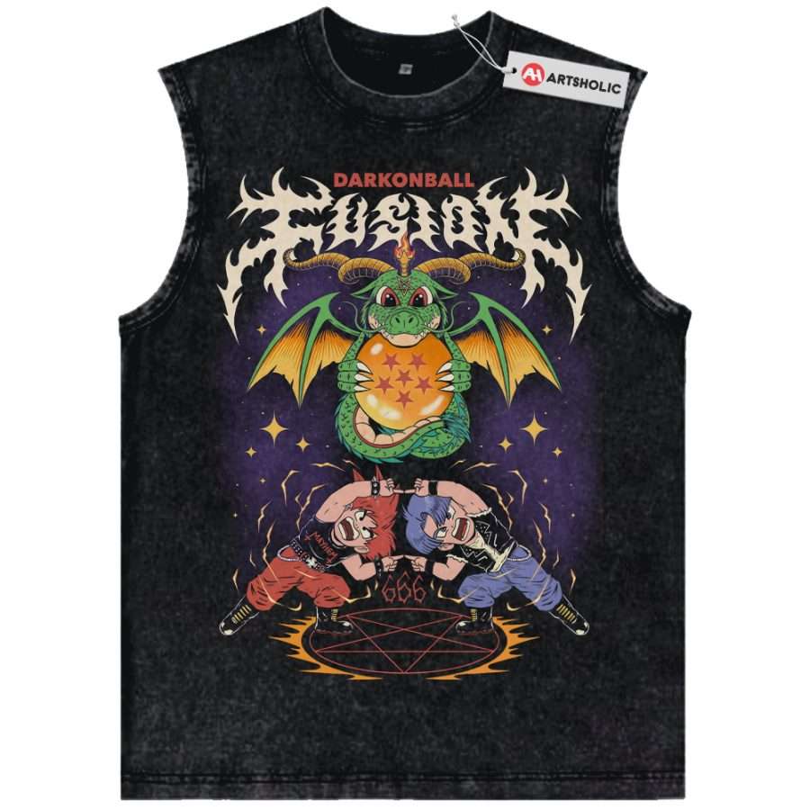 Alternative view of Fusion Son Goten vs Trunks Tank Top, Dragon Ball Tank Top, Anime Tank Top, Vintage Tank Top